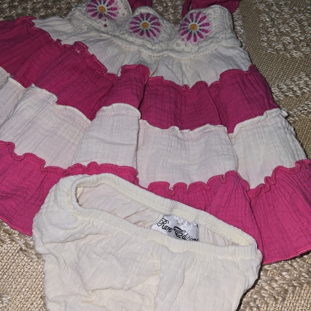 Rare Editions Pink and Cream Kids Casual Dress - Picture 3 of 11